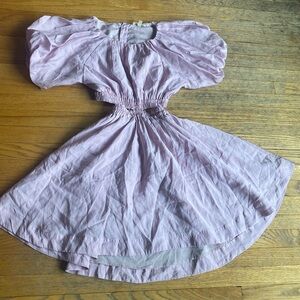 Pink Ripple Puff Sleeve Dress